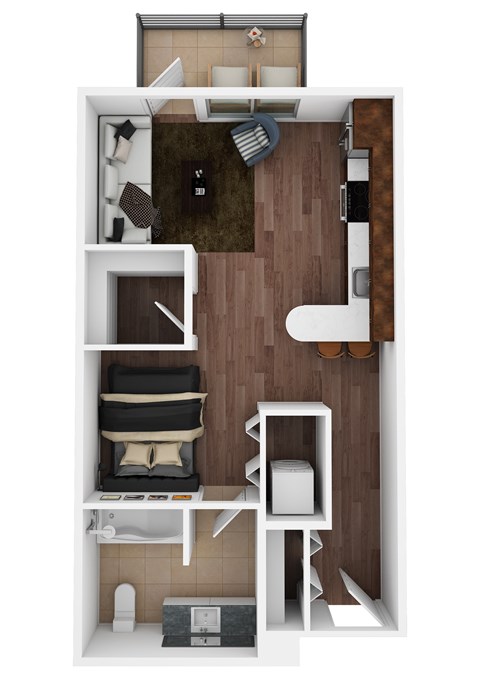 Floor plan for studio, 1 bath, 479 sqft